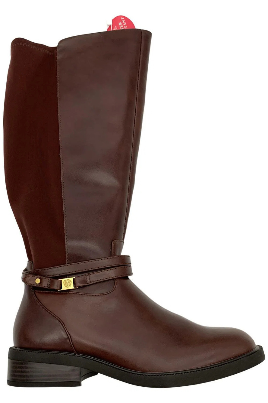 Vince Camuto Women's Amabel Extra Wide Calf Leather Tall Boot Mahogany - Wide
